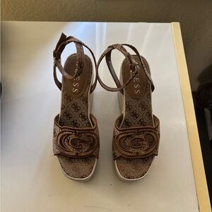 Guess Women's Brown Wedge Sandals